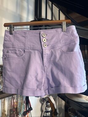 High-Waist Lavender Cotton Shorts